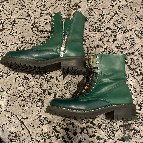 Aqua brand lug sole green combat boots with silver studs - Picture 7 of 15